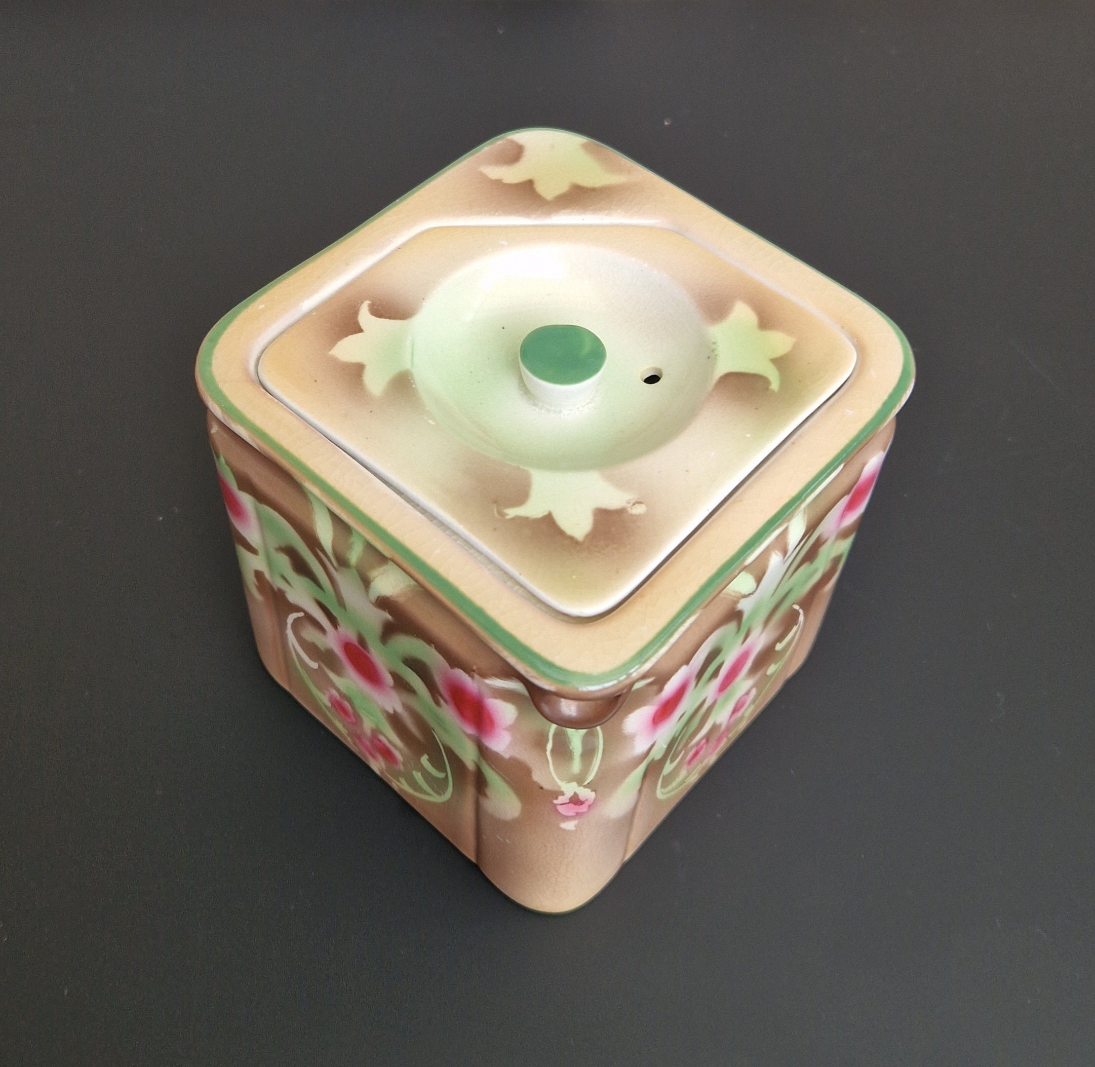 Vintage Art Nouveau Cube Teapot Gibson & Sons Ltd Burslem