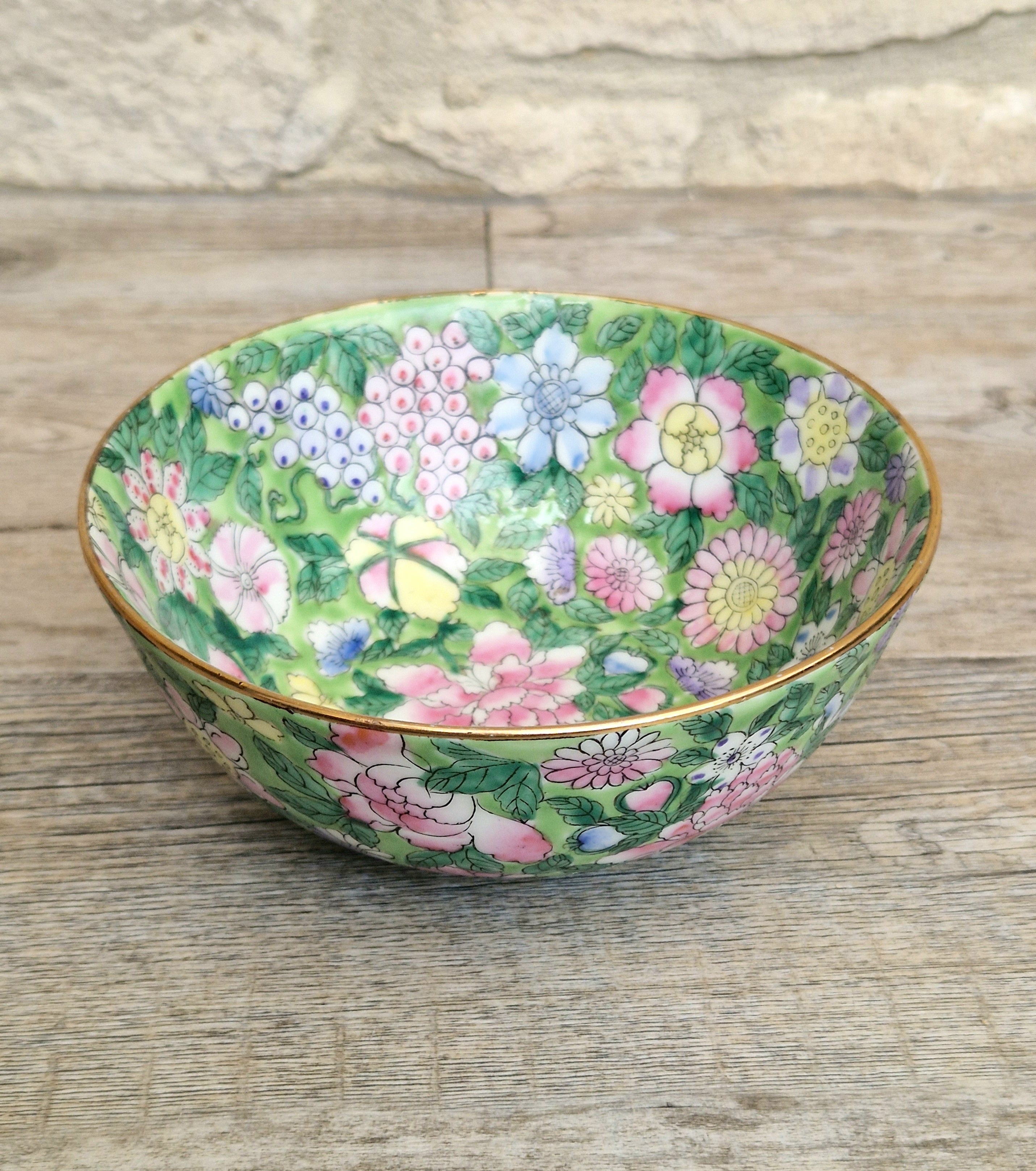 Chinese Republic Period 'Mille Fleur' Porcelain Bowl All-Over Hand-Painted Famille Rose 6" Decorative Bowl