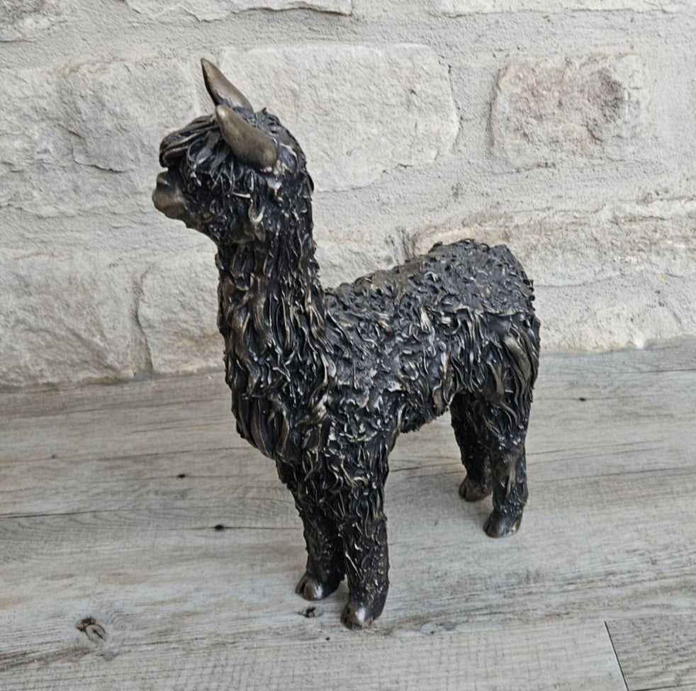 Alpaca Sculpture Ornament Figure Veronica Ballan Cold Cast Resin 10" Frith England