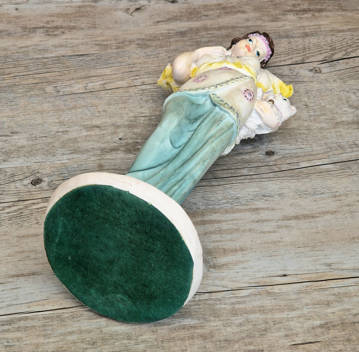 Vintage 14” Art Deco Style Resin Lady Figurine with Cat, Elegance Statue Angelica Collection, 1.46kg Heavy Mantle Sculpture 36cm