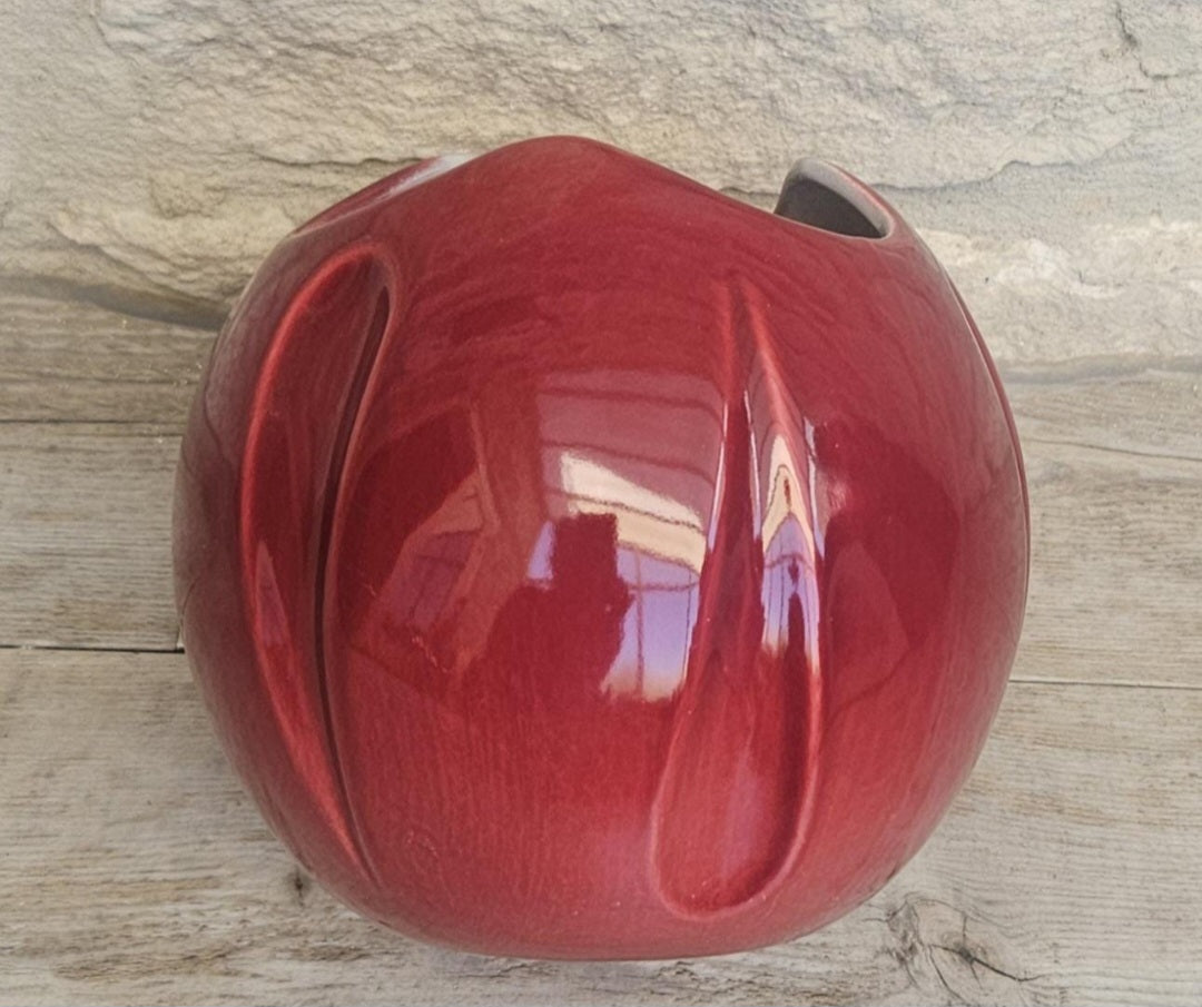 Vintage Art Deco Style Globe Vase Cerise Tulip Vase Made in England