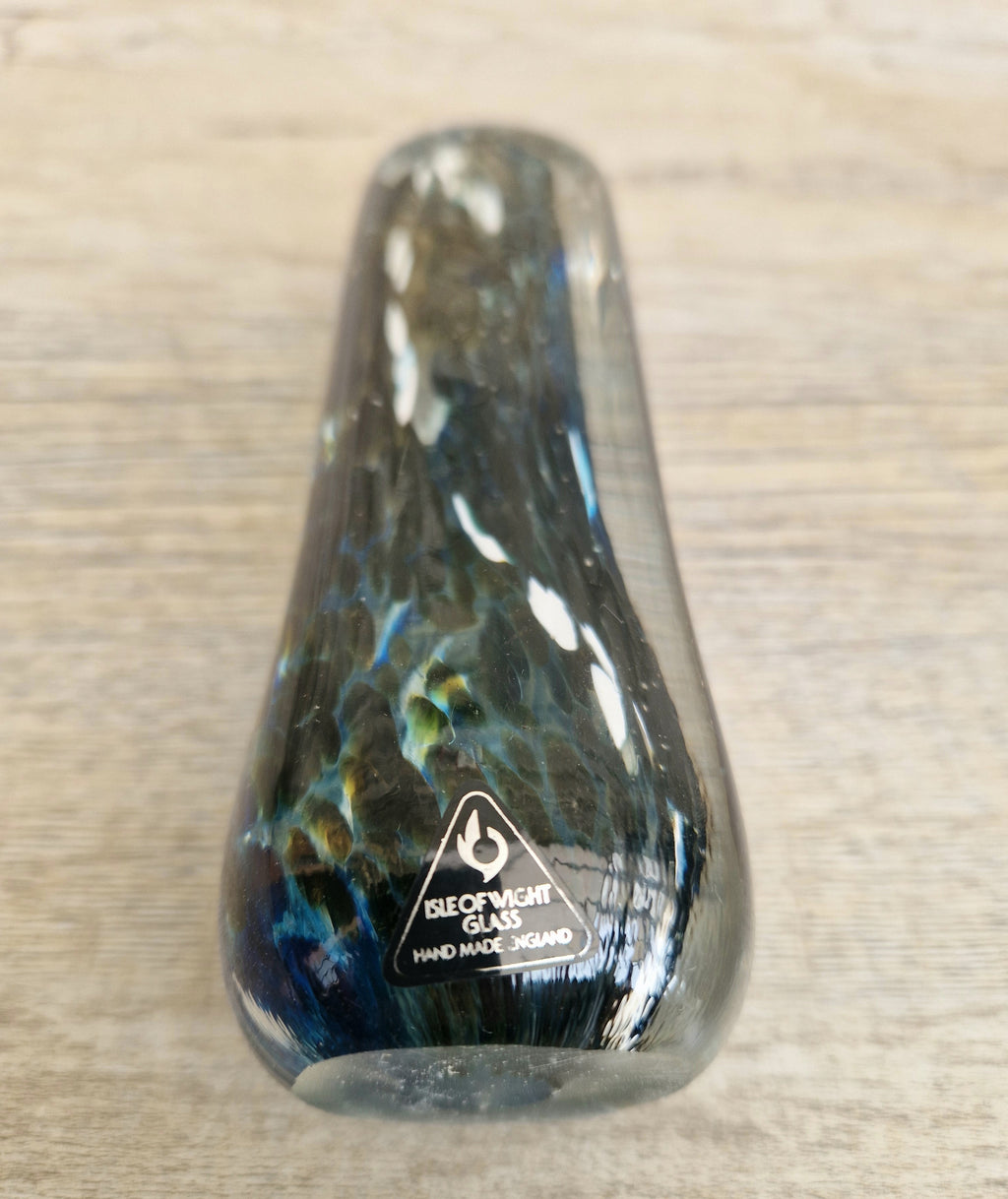 1980's Isle of Wight Art Glass 'Off the Shelf' Obelisk Paperweight Rare & Perfect With Label