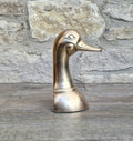 1950s Brass Duck Head Figurine Single Brass Duck Bookend Ornament