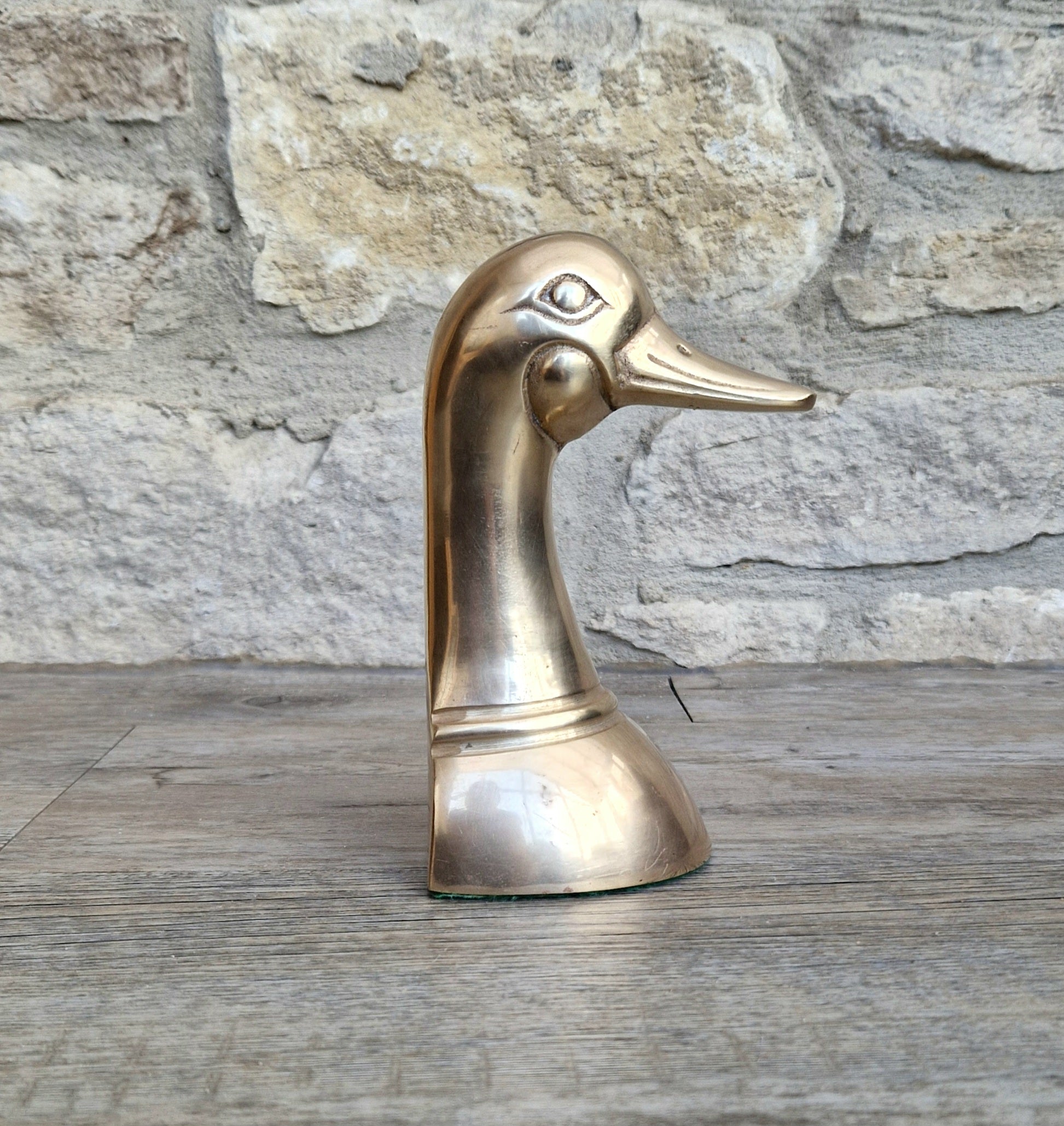 1950s Brass Duck Head Figurine Single Brass Duck Bookend Ornament