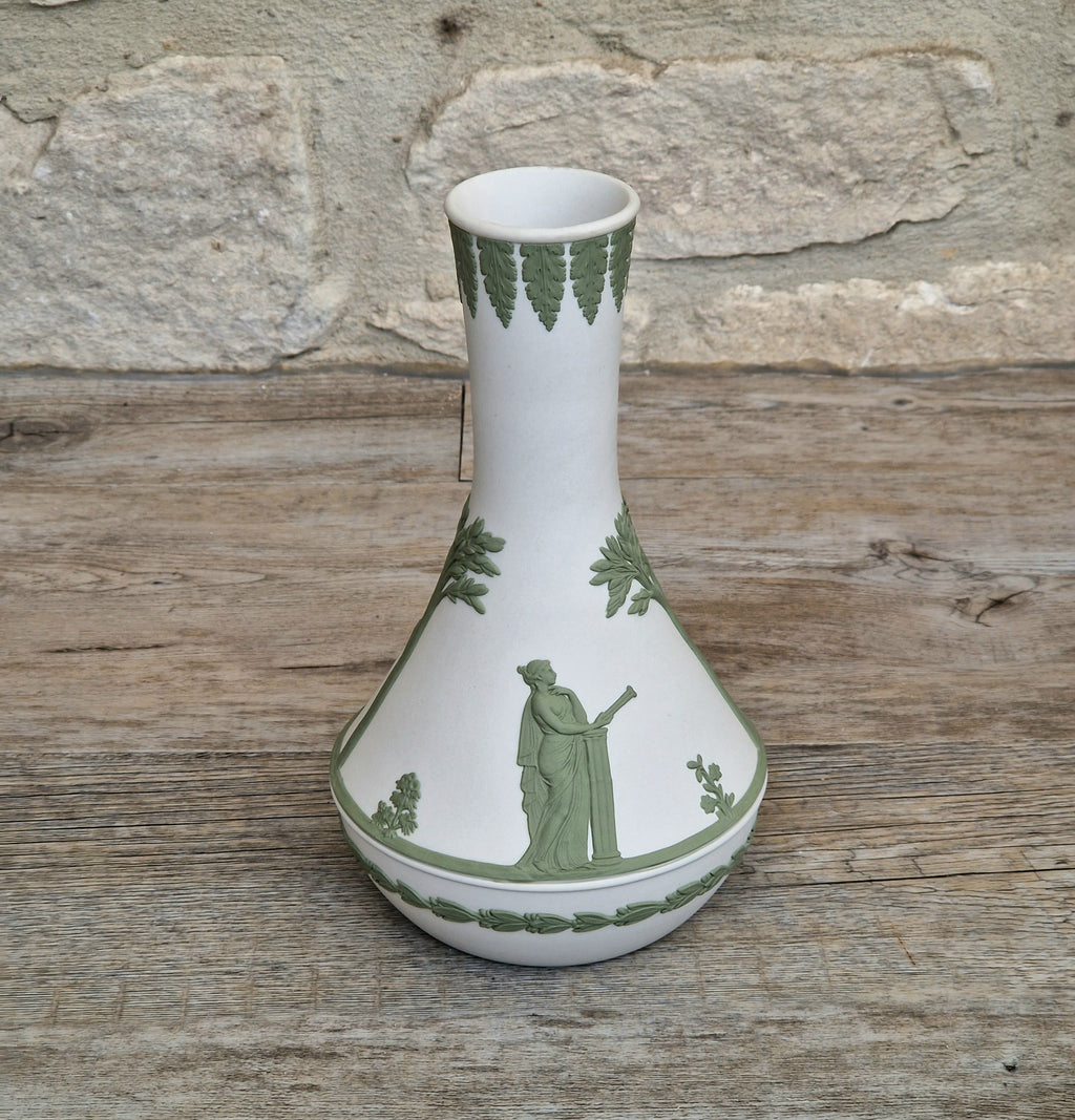 Vintage Wedgwood Jasperware Sage on White Parnassus Vase