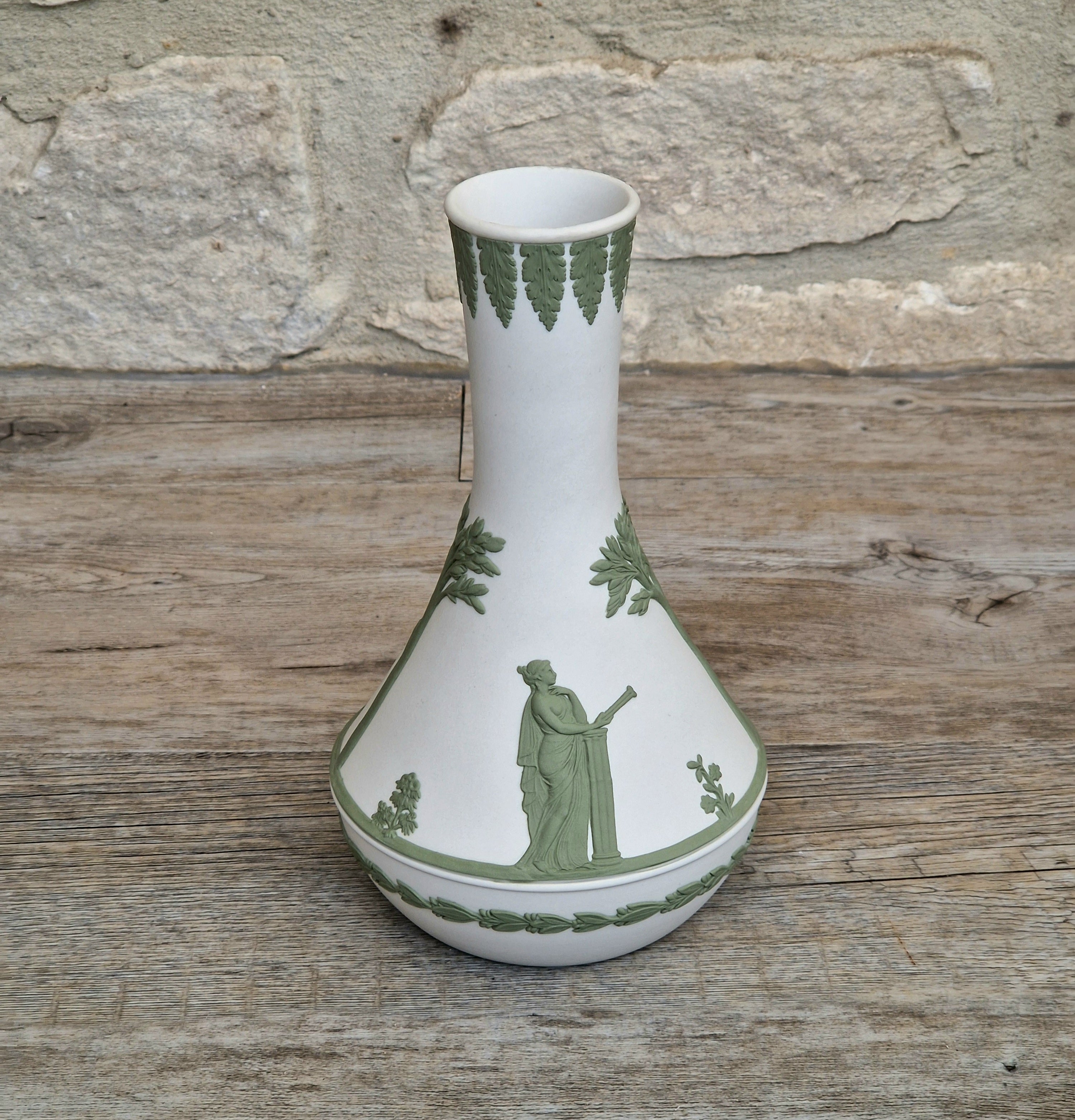 Vintage Wedgwood Jasperware Sage on White Parnassus Vase