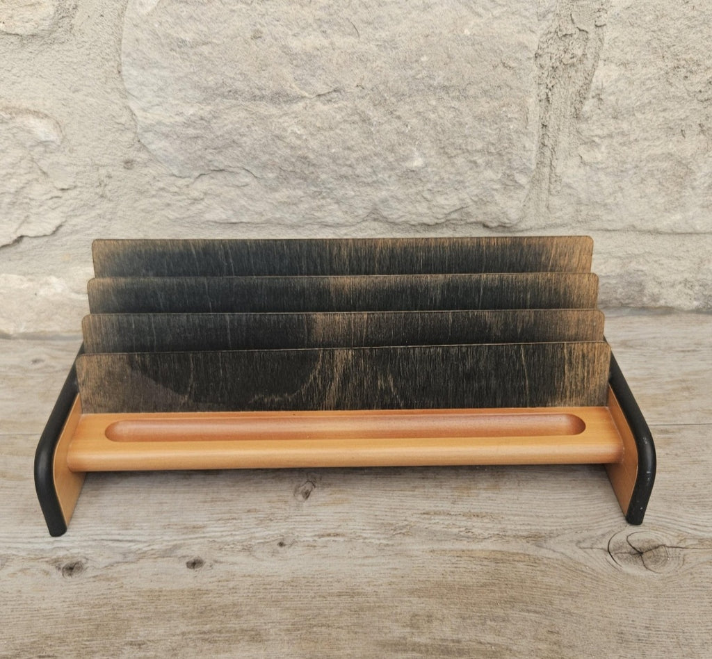 Midcentury Italian Wood Letter rack Giorgio Pizzitutti Designer Stylish Minimalist Decor