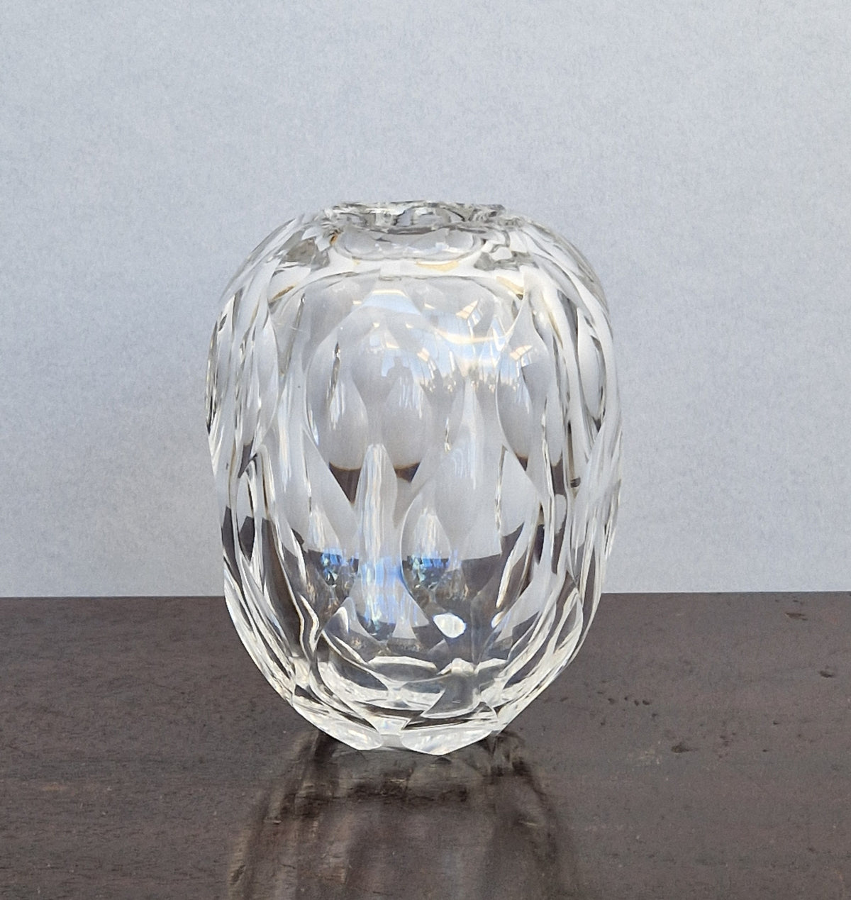 Antique 1930s Orrefors Sweden Sven Palmqvist Optic Cut Crystal Vase 1730/7 Art Deco