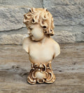 Antique NeoClassical Continental Patinated Bisque Porcelain Putti Child Bust Figure Ornament