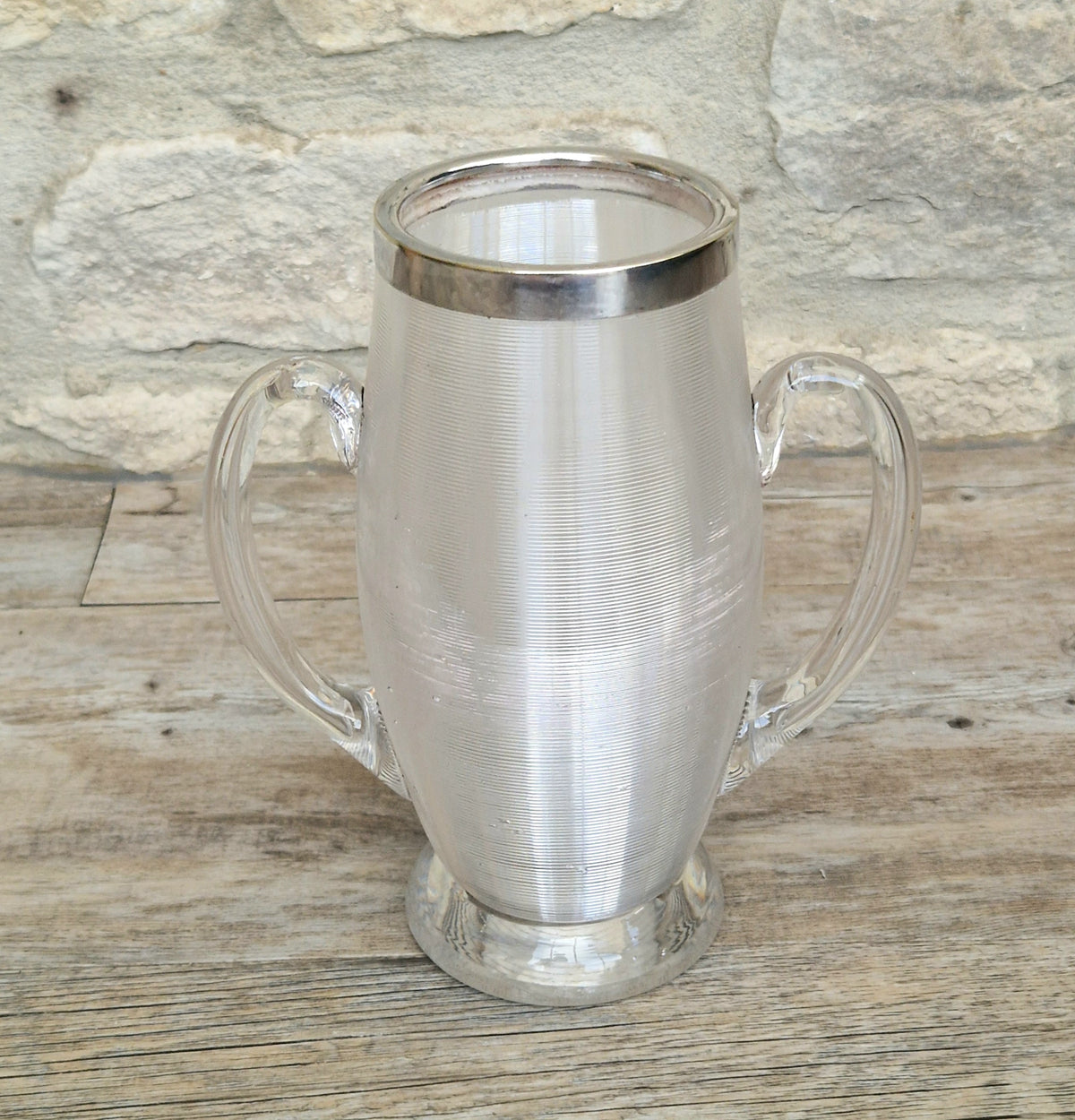 Antique Victorian Stevens & Williams Threaded Glass Twin Handled Vessel c.1900