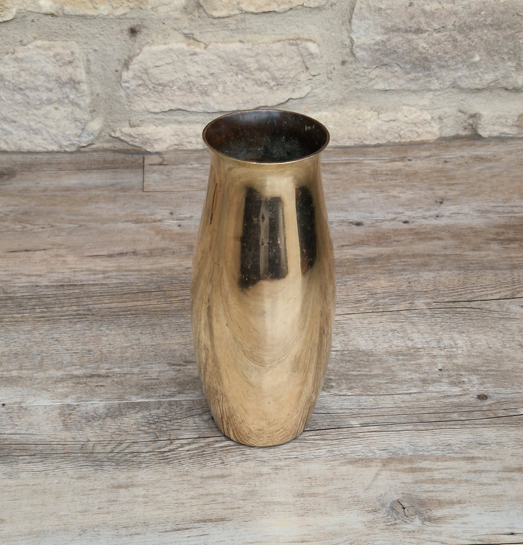 Art Deco Heavy Brass Baluster Vase Weighted Base Antique Brass Decor