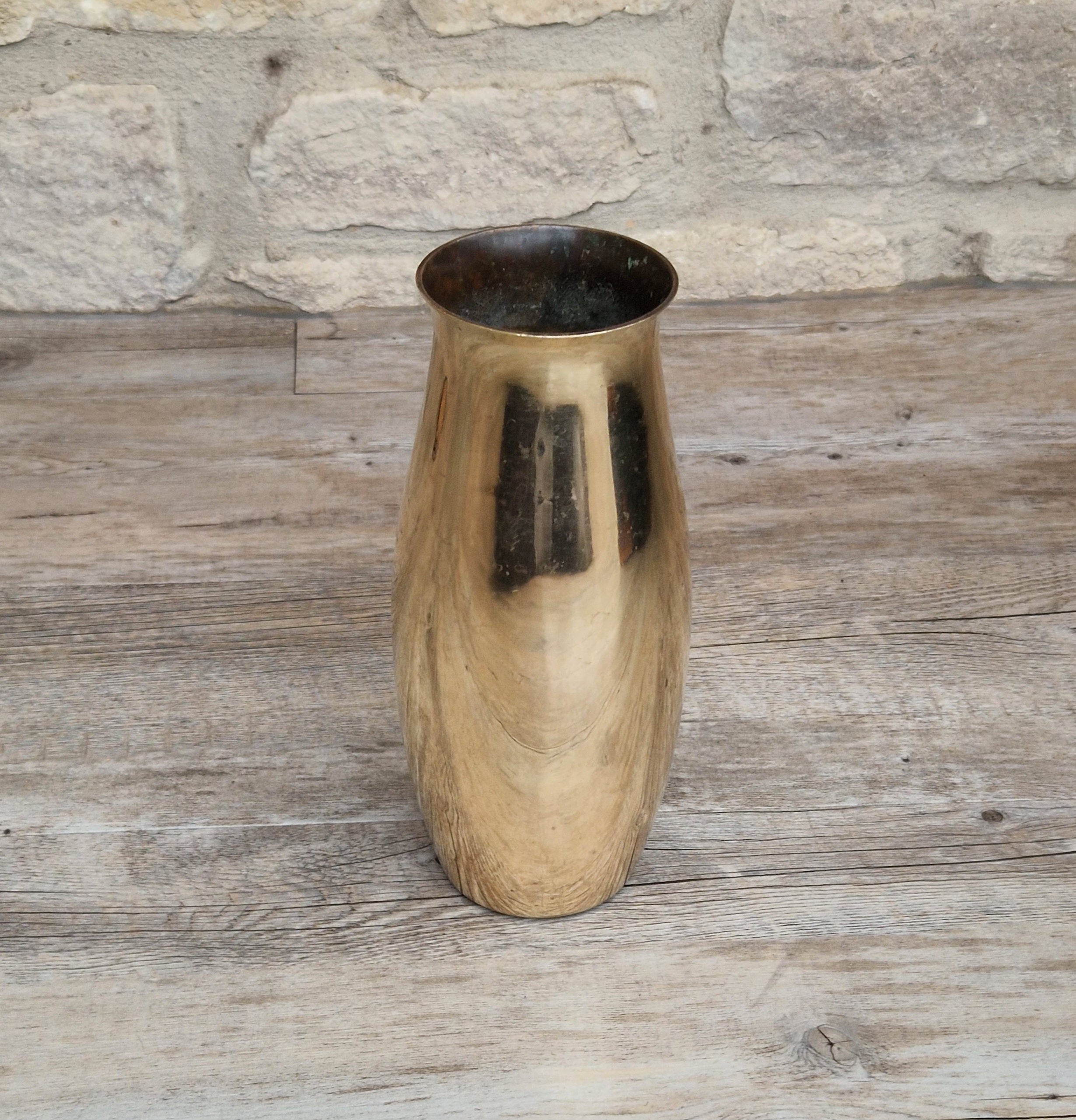 Art Deco Heavy Brass Baluster Vase Weighted Base Antique Brass Decor