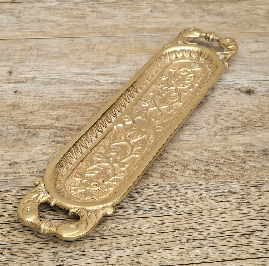 Antique French Cast Brass Pen Tray DL Déposé Ornate Rococo Desk Organizer Tidy 1890