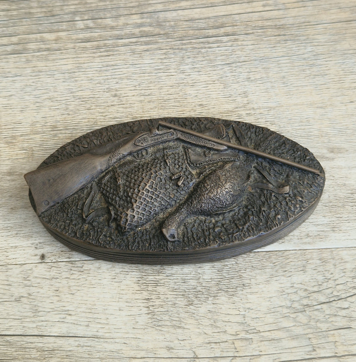 David Hughes Cold Cast Resin Paperweight Hunting Apparel Bag & Pheasant Collectors Desk Ornament.