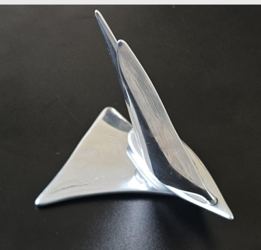 Vintage Small Hoselton Sailing Boat Art Sculpture Nautical Maritime Canadian Artist Cast Aluminum 16cm Tall X 13.5 Across