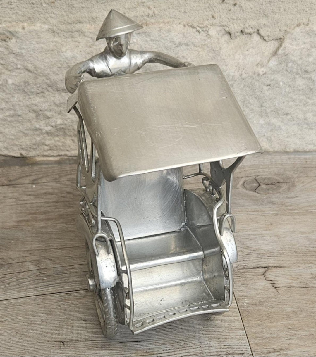 Vintage Asian Rickshaw Ornament Sturdy 14cm Tall Display Figurine Collectible Home Asian Decor Gift Art