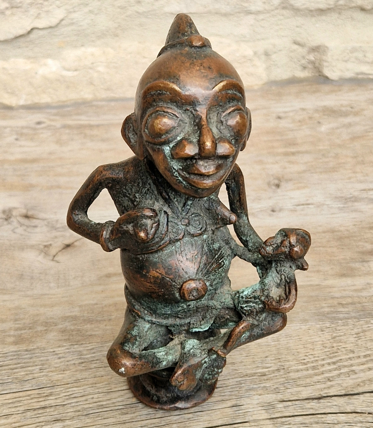 Antique African Tikar Cameroon Cast Bronze Fertility Motherhood Maternity Figure Statue