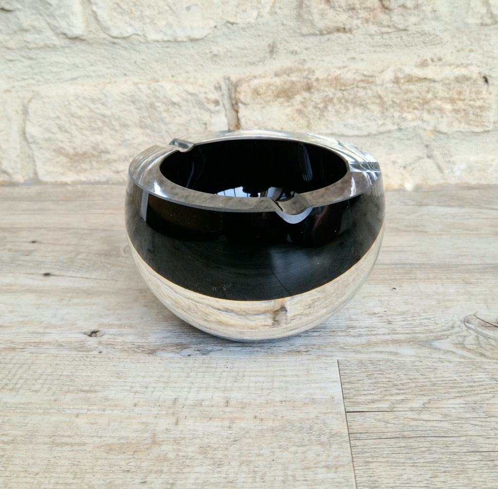 Large 1960's Vintage Antonio da Ros Murano Glass Cigar Ashtray Cenedese Black Sommerso