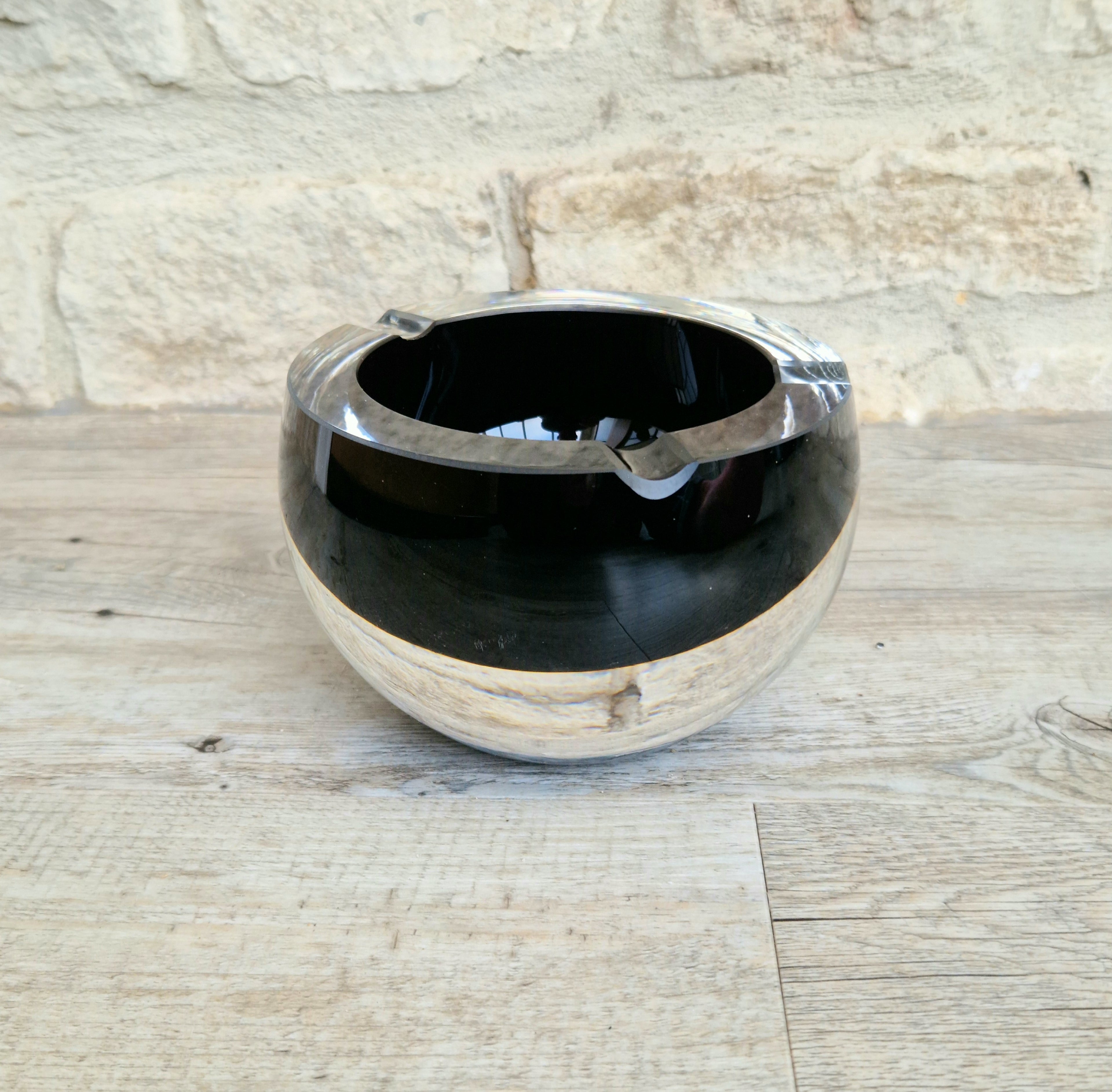 Large 1960's Vintage Antonio da Ros Murano Glass Cigar Ashtray Cenedese Black Sommerso