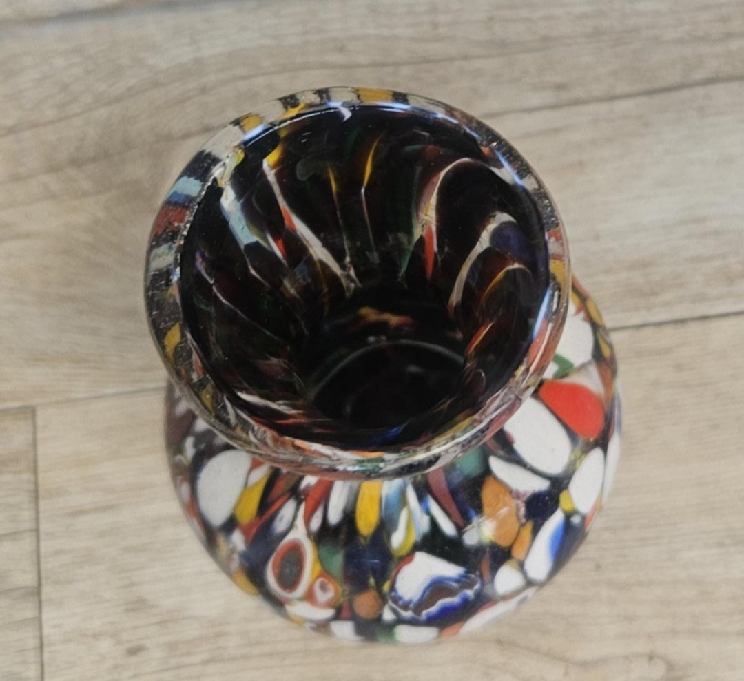 Vintage Italian Fratelli Toso Murano Vase 13cm Tall Multicoloured Hand Blown