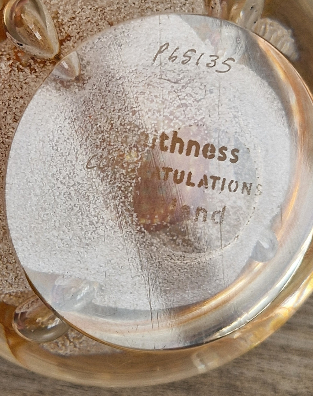 Vintage Caithness Congratulations Glass Paperweight Margot Thomson P65135 8cm