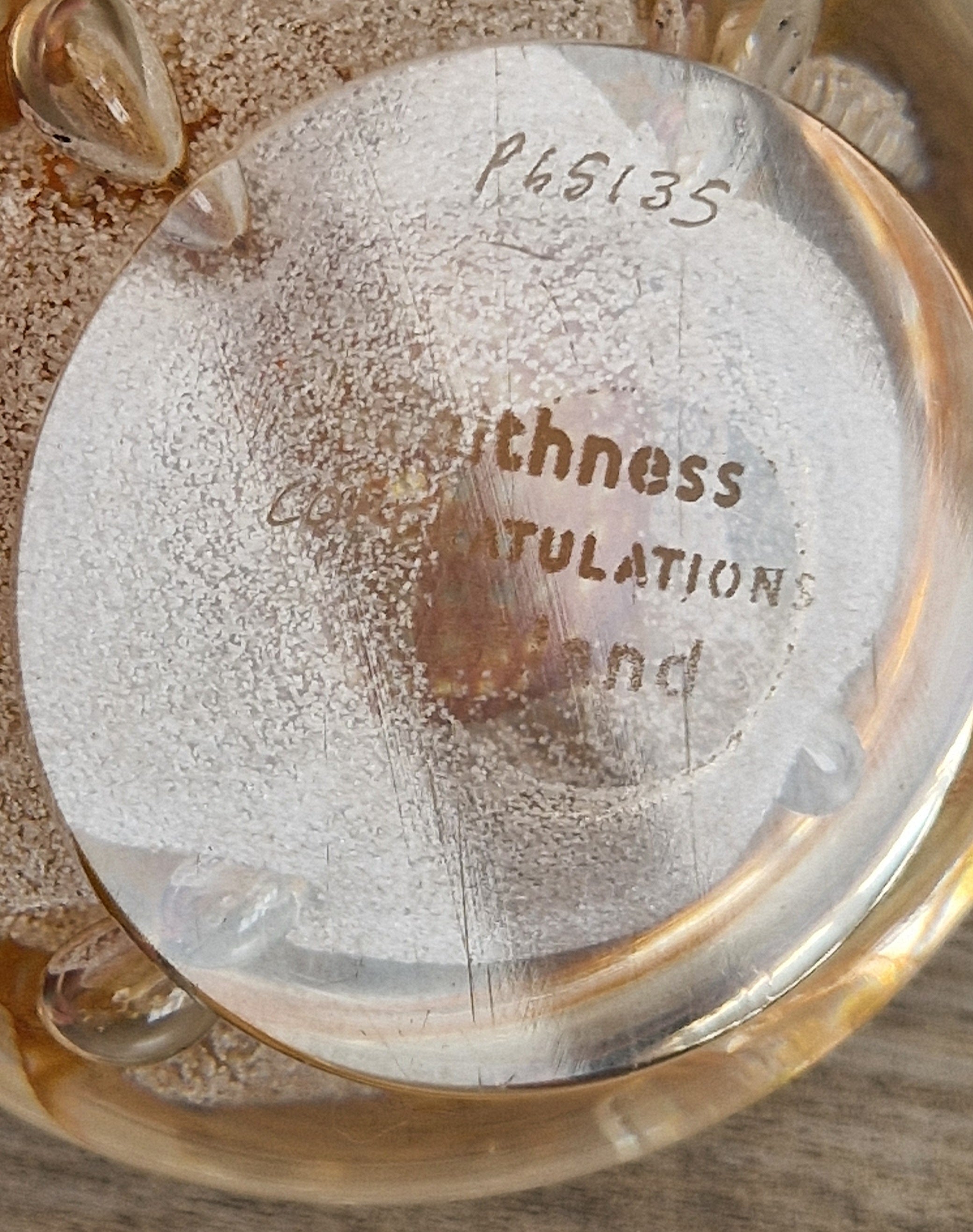 Vintage Caithness Congratulations Glass Paperweight Margot Thomson P65135 8cm