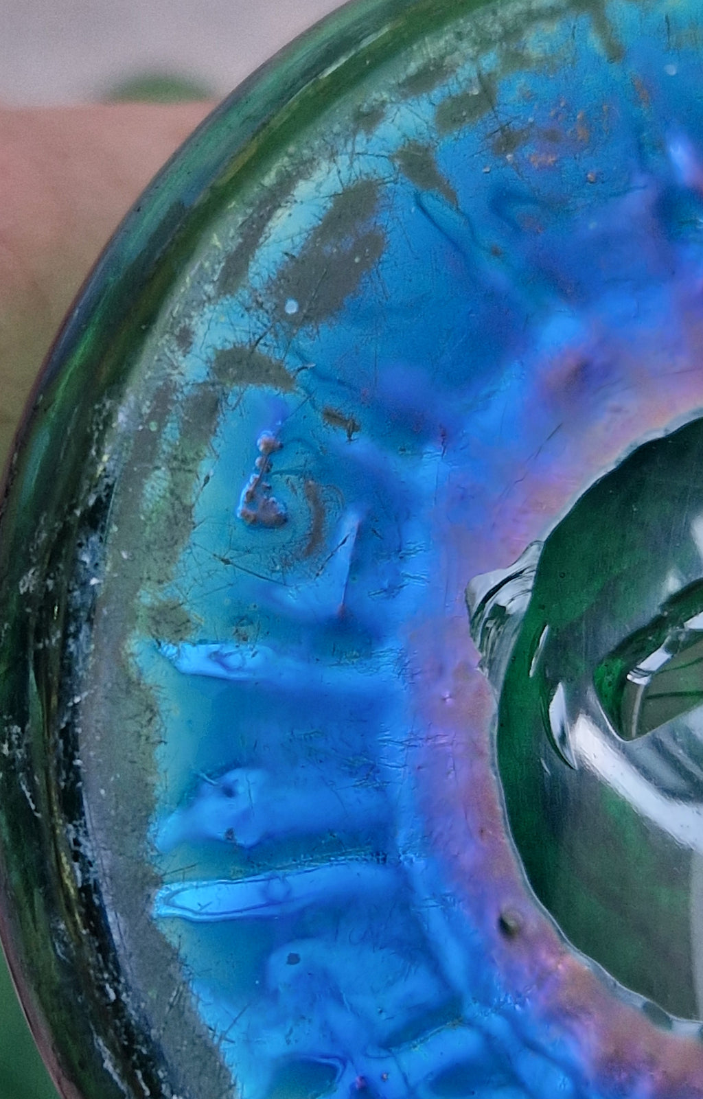 Antique Loetz Art Nouveau Creta Glatt Iridescent Green Glass Fluted Vase Polished Pontil c1900