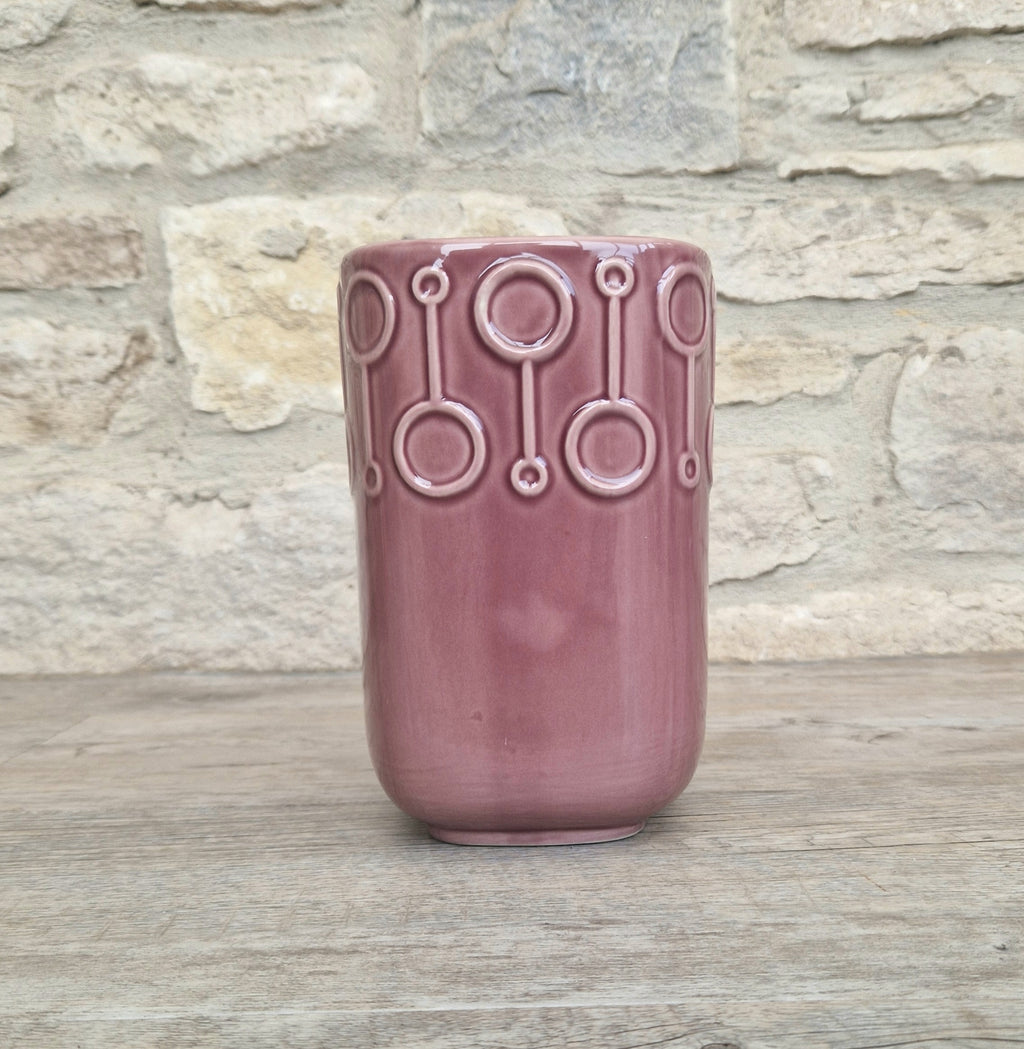 Vintage Pink Flower Vase IKEA Scandinavian Design, 7" Tall