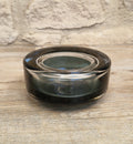 Per Lutken For Holmegaard 'Flying Saucer' Bowl MCM Smoke Blue Danish Art Glass 1960's