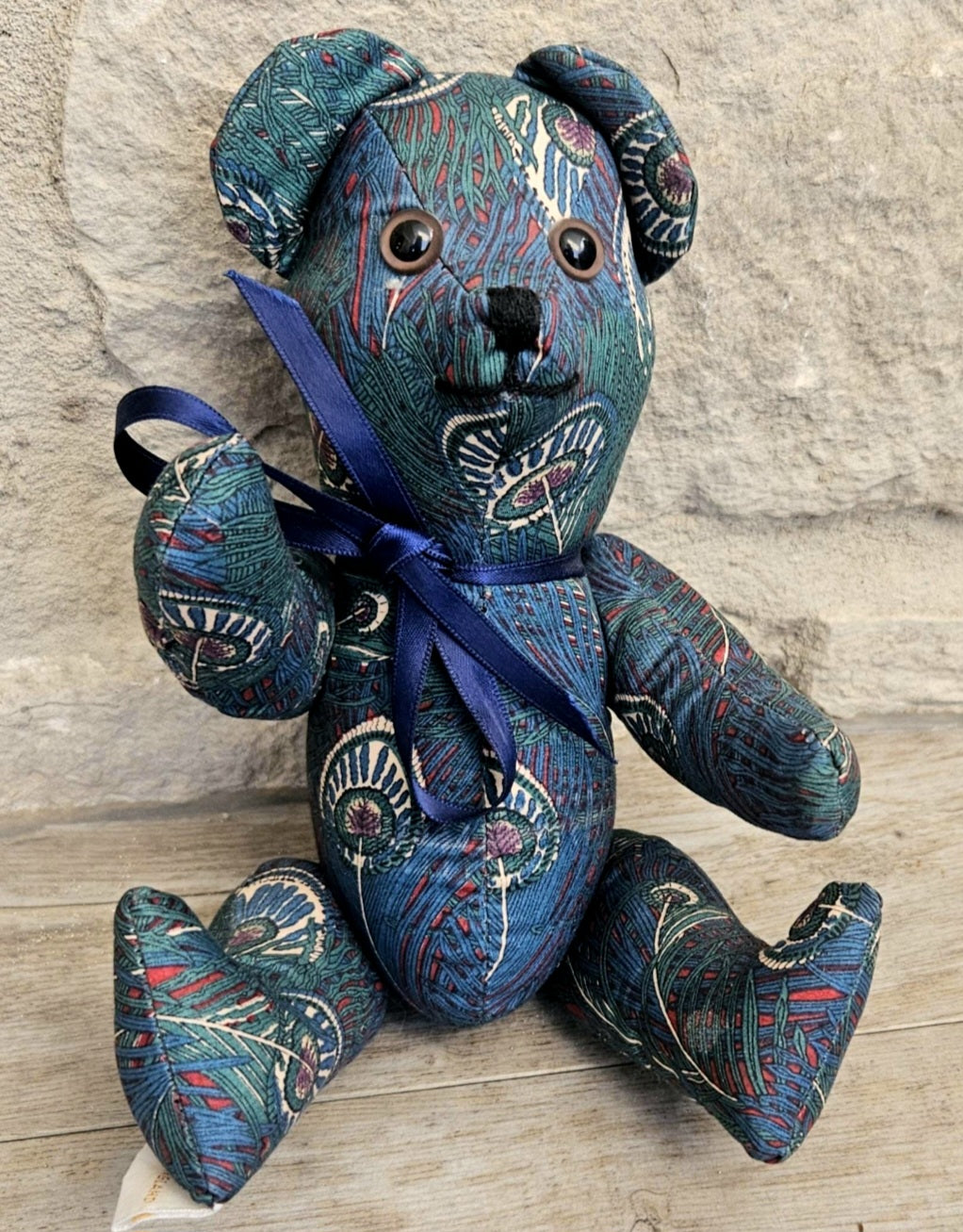 Original Vintage Decorative Liberty London Teddy Bear Ianthe Print Moveable joints 17cm