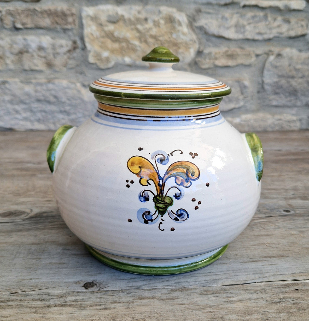 Deruta Italian Majolica Ceramic Lidded Flour Jar Vintage Kitchen Decor