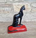 Antique Rare Cast Iron Art Deco Black Sitting Cat Doorstop