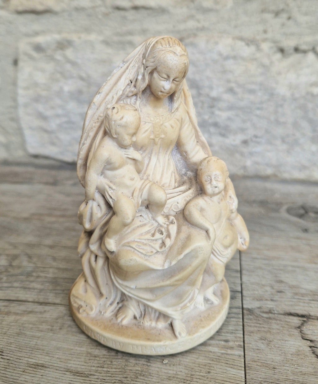 19th Century Antique Meerschaum Figurine Madonna & Child, St John Cherub. Hand-Carved Italian Grand Tour.