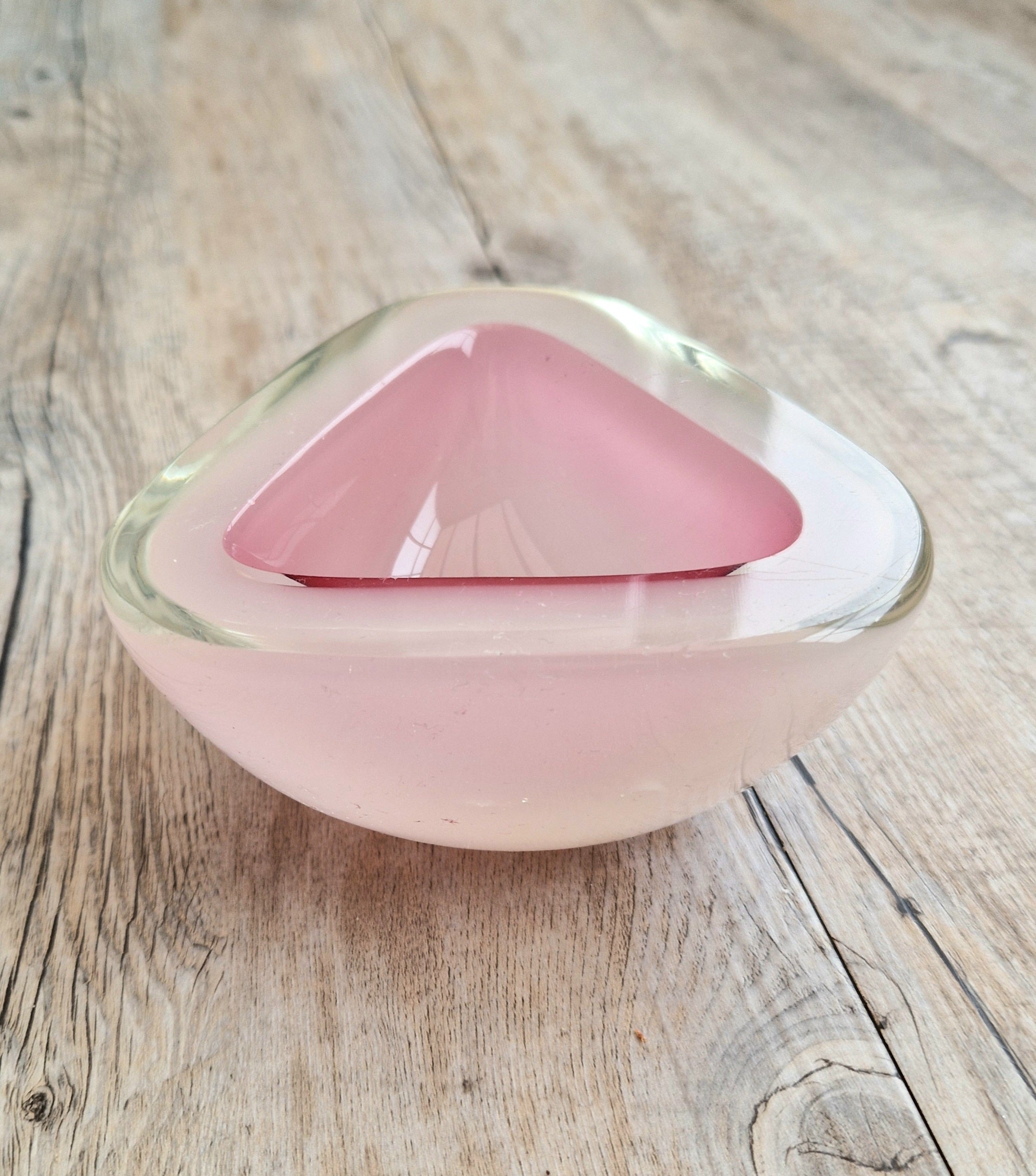Archimede Seguso Opaline Pink Geode Bowl Murano Glass 1950's Italy
