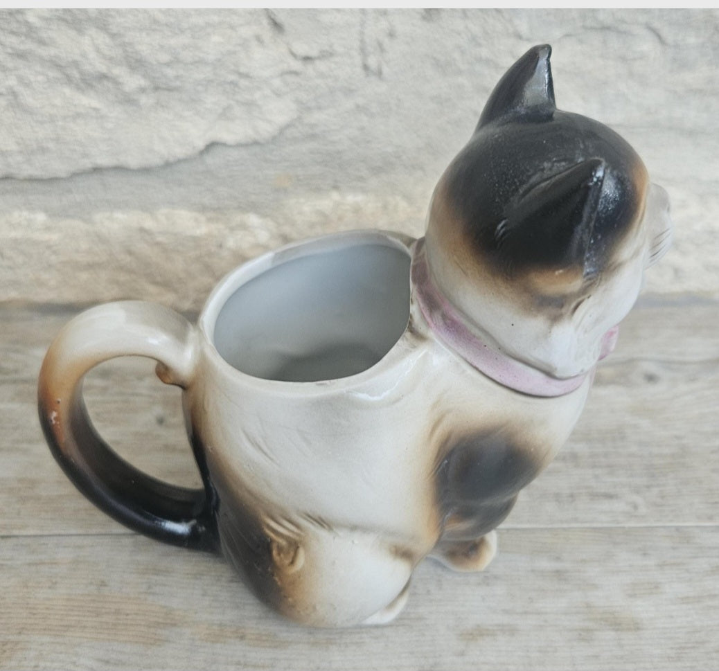 Antique Cat Creamer Jug Schafer & Vater German Porcelain Whimsical Collectible