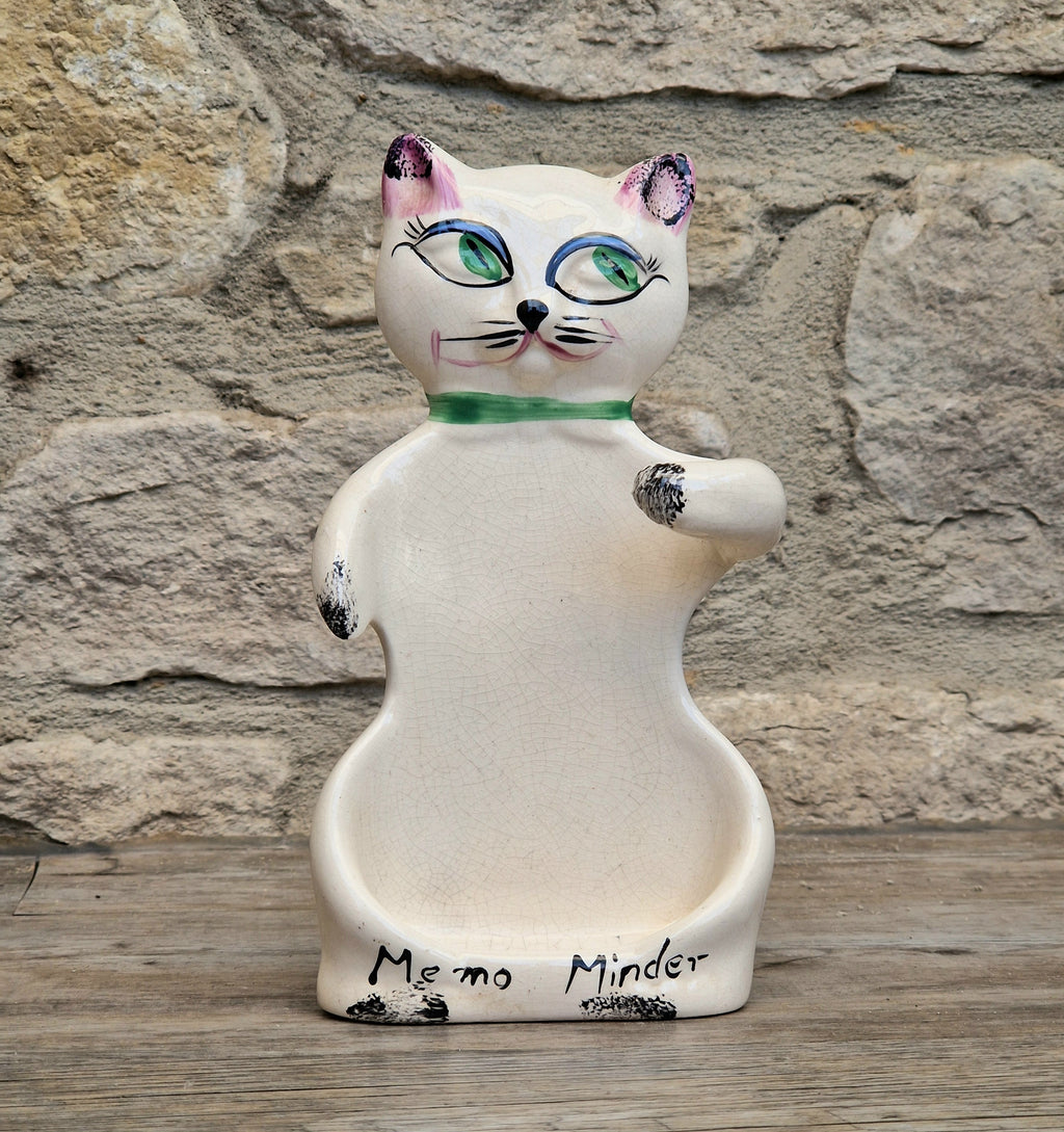 Cat Memo Minder Notepad Holder Midcentury Ceramic Stylised Cat Howard Holt Style