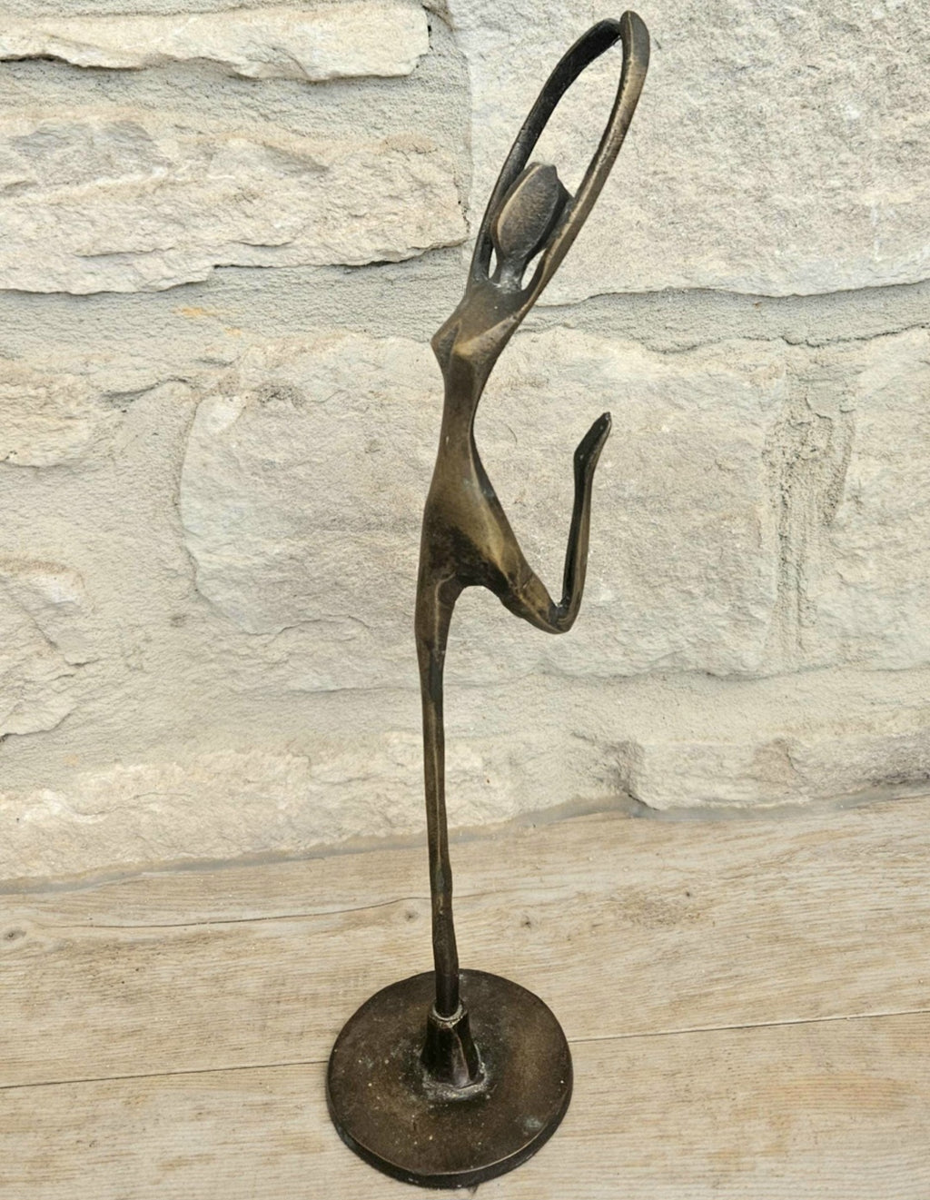 Vintage Metal Modernist Dancer Ballerina Woman Statue Figurine Sculpture Art 30cm Tall
