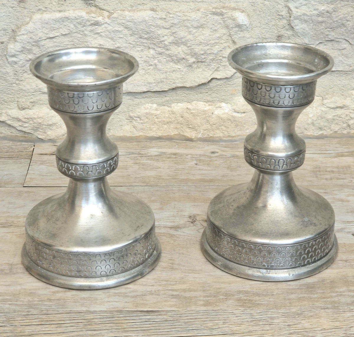 Vintage Norwegian Pewter Candlesticks Pair Olav Cook Mid Century Scandinavian Viking Decor