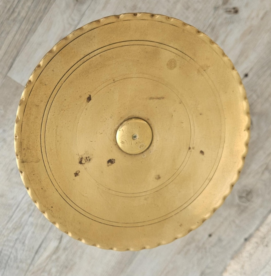 Vintage Large Brass Pedestal Pillar Candle Holder Stand 24cm Tall Church Candle holder.With Patina