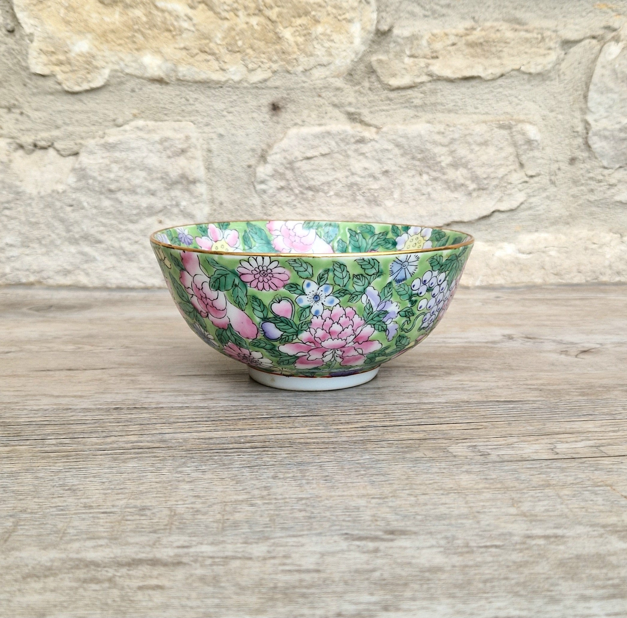 Chinese Republic Period 'Mille Fleur' Porcelain Bowl All-Over Hand-Painted Famille Rose 6" Decorative Bowl