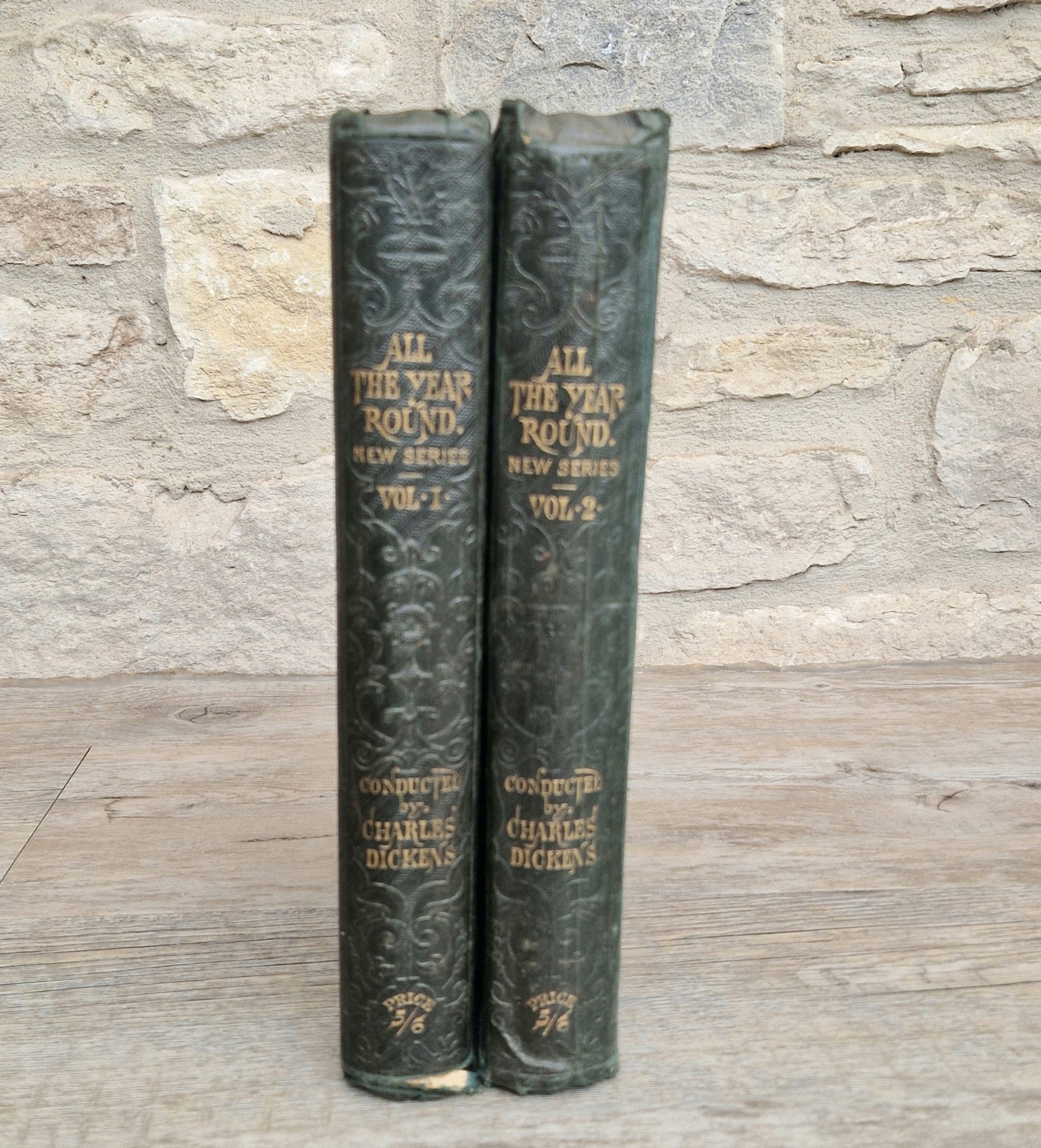 Conducted by Charles Dickens  "All the Year Round," New Series Volumes 1 & 2 1st Editions 1869