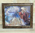 Vintage 1990s Foil Art Print Titled "Merlin's Quest" by Artist Josephine Wall Framed