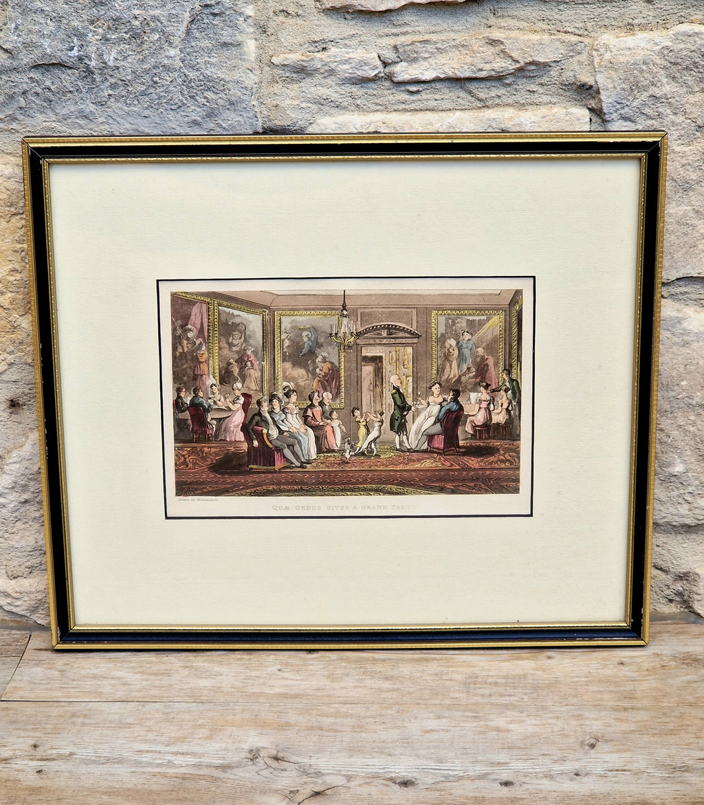 Thomas Rowlandson Lithograph Print 'Quae Genus, Gives A Grand Party' Framed Wall Art