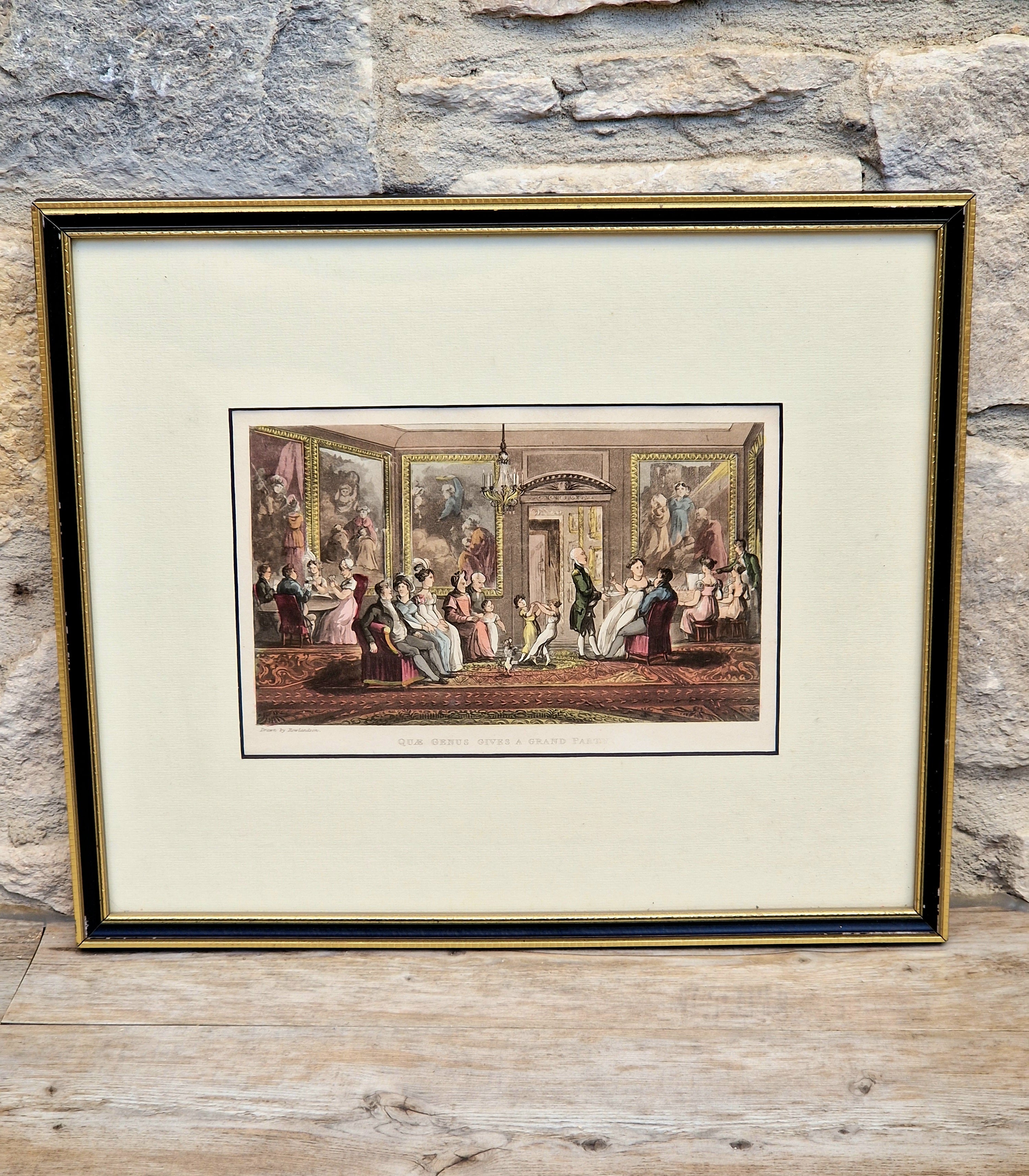 Thomas Rowlandson Lithograph Print 'Quae Genus, Gives A Grand Party' Framed Wall Art