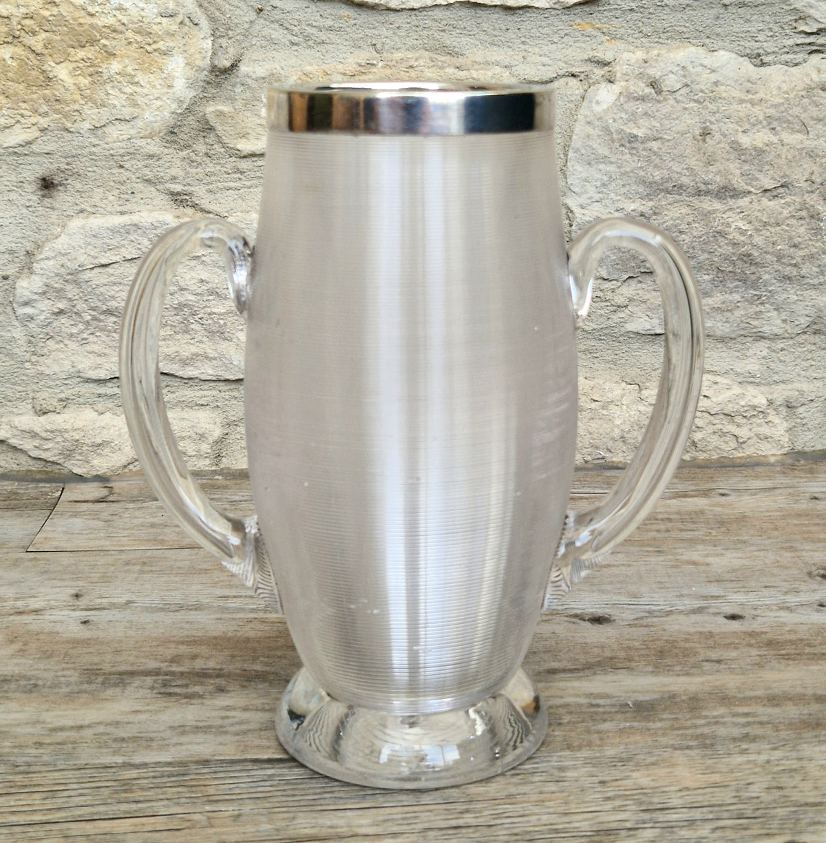 Antique Victorian Stevens & Williams Threaded Glass Twin Handled Vessel c.1900