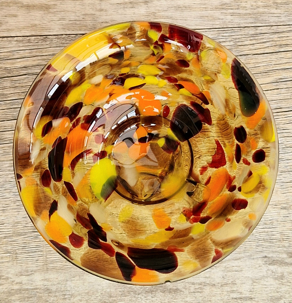 Vintage Italian Style Art Glass Bowl Confetti Glass Three Legged Tripod Bowl