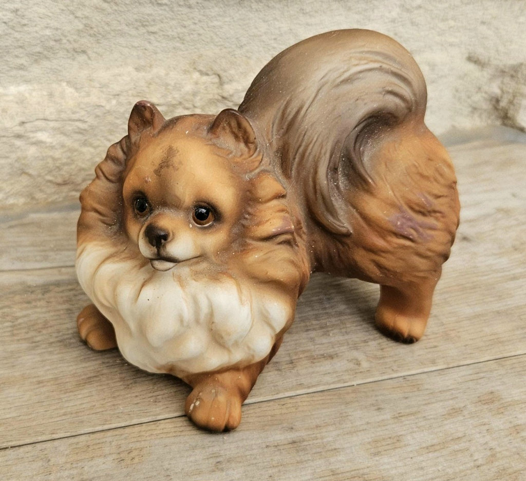 Vintage Ceramic Pomeranian Dog Ornament Figure Harvey Knox 8cm X 8cm