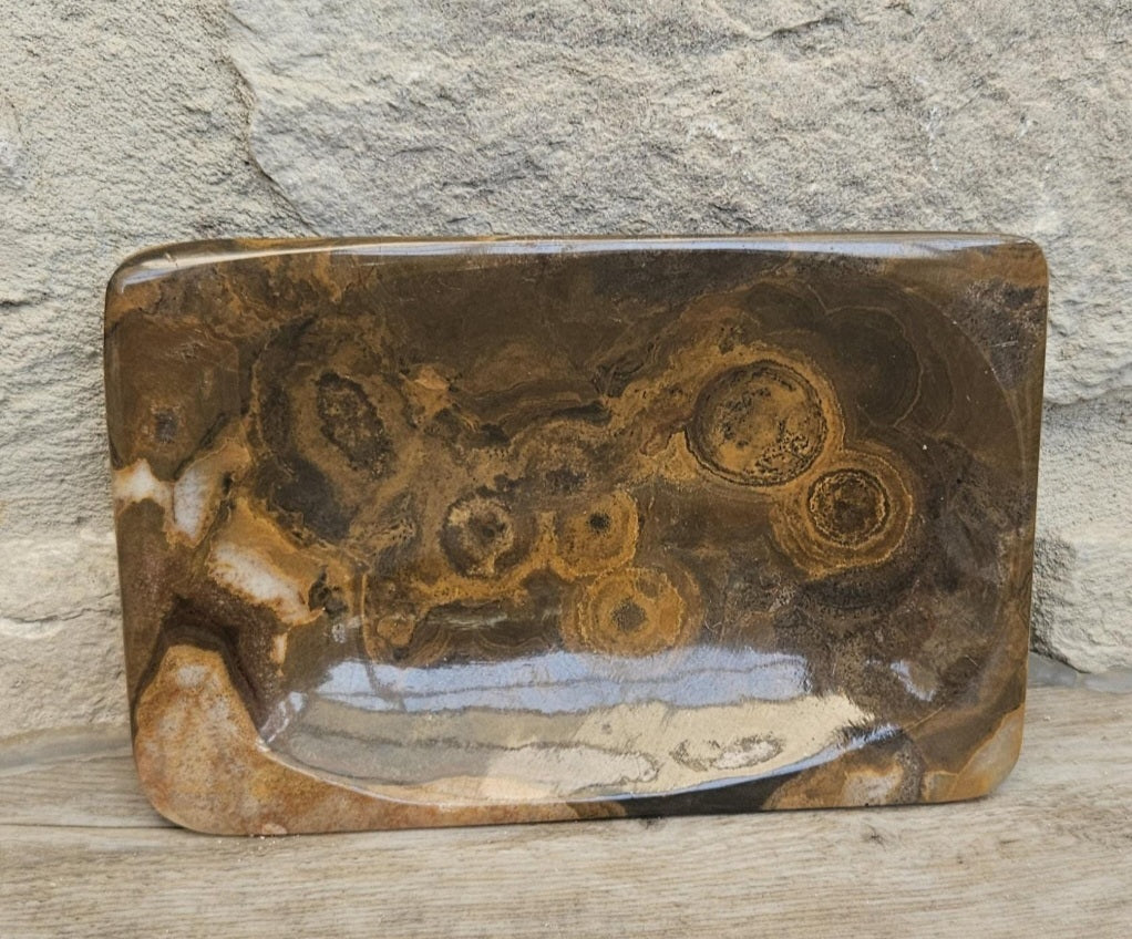 Polished Agate Trinket Dish McM Oblong Coffee Table Decor Catchall Tray 15cm X 10cm