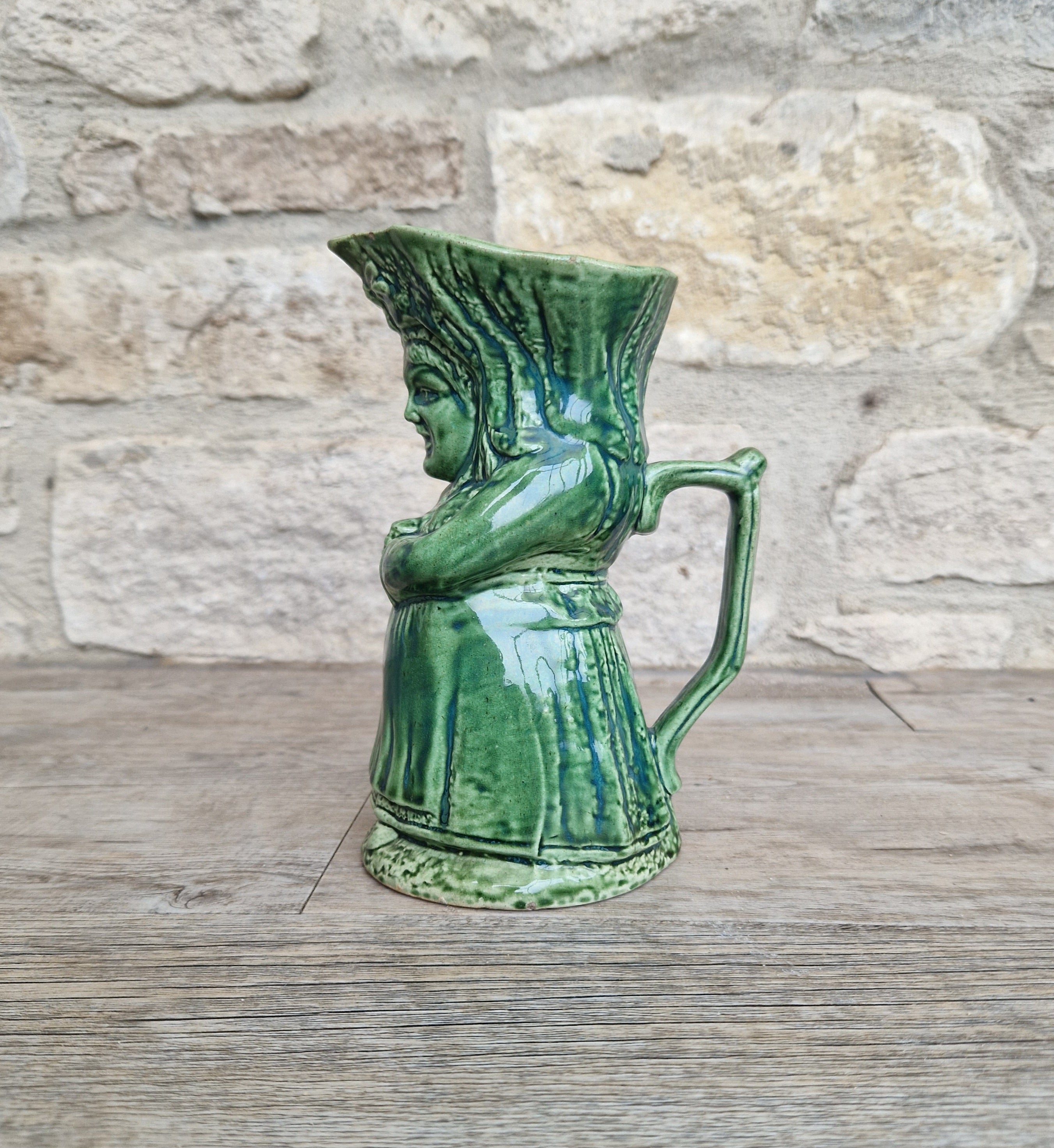 Antique Majolica Toby Jug: 19th Century English Lady Toper