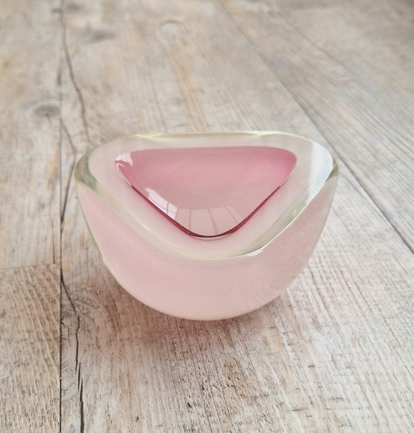 Archimede Seguso Opaline Pink Geode Bowl Murano Glass 1950's Italy